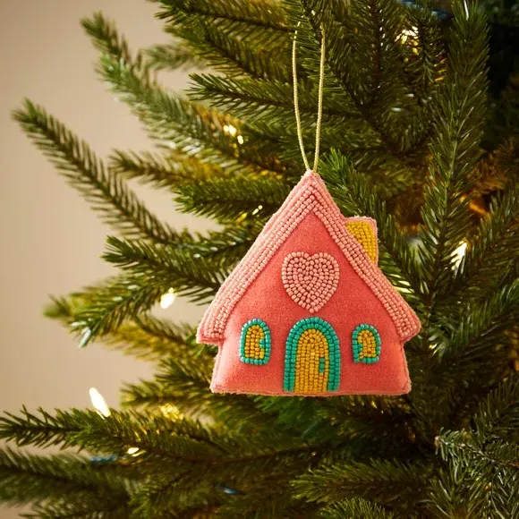 House Hanging Decoration - Pink, Beaded image