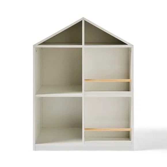 House-Shaped Bookcase with Storage - White, Wood
