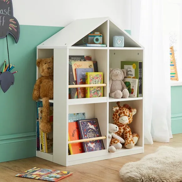 House-Shaped Bookcase with Storage - White, Wood image