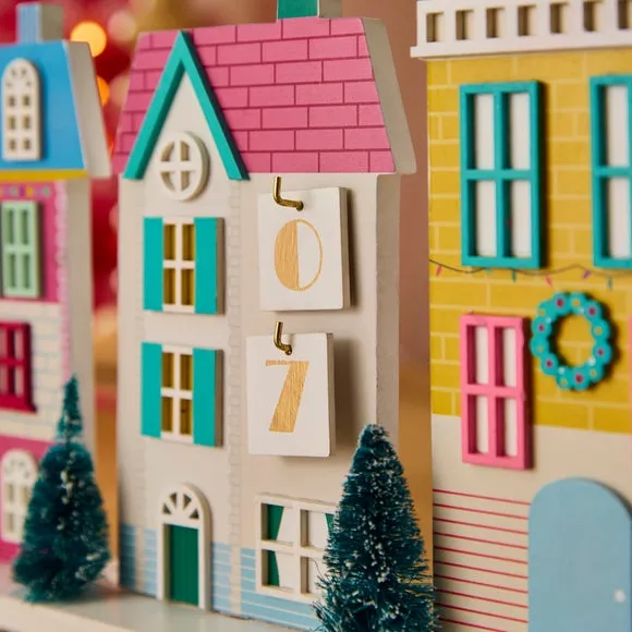 House-Shaped Christmas Countdown - Multicolor, Wood