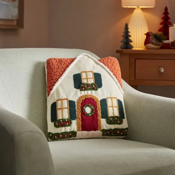 House Shaped Cushion - Multicolor, Polyester image