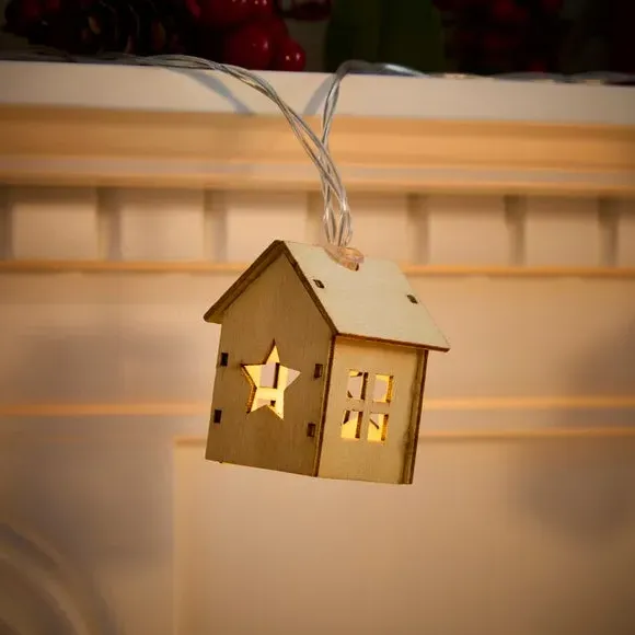 House String Lights - Natural, Wood