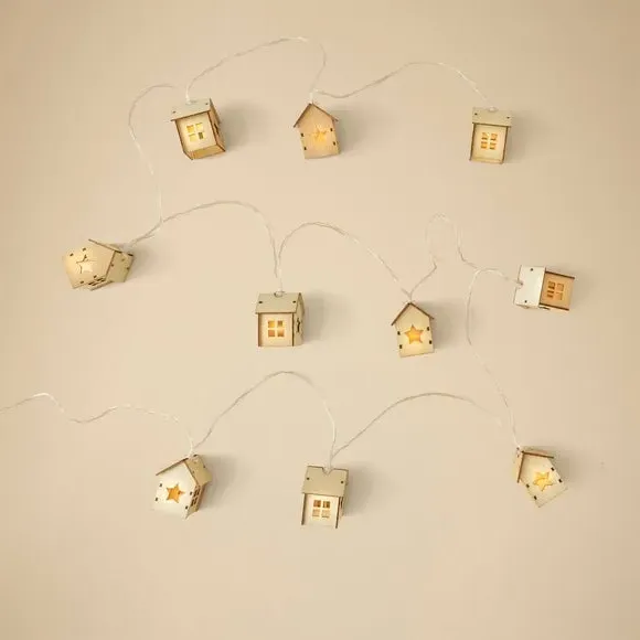 House String Lights - Natural, Wood