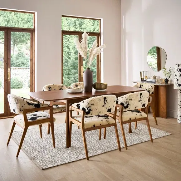 Hugh Dining Chair - Cow Print, Faux Fur