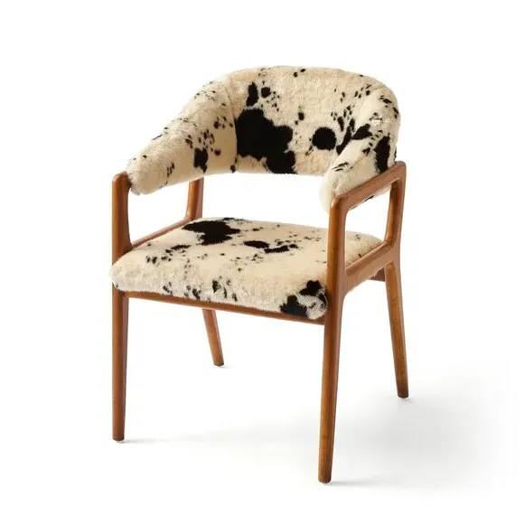 Hugh Dining Chair - Cow Print, Faux Fur