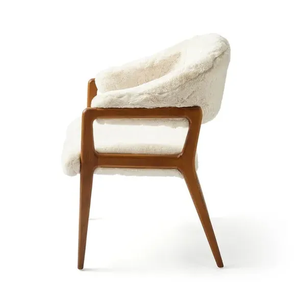 Hugh Dining Chair - Ivory, Faux Fur