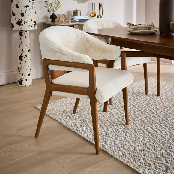 Hugh Dining Chair - Ivory, Faux Fur image