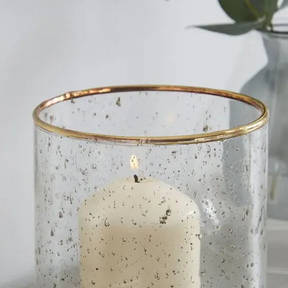 Hurricane Candle Holder with Foiling - Gold Glass