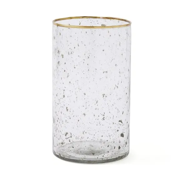 Hurricane Candle Holder with Foiling - Gold Glass