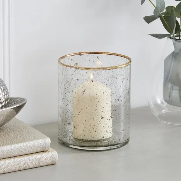 Hurricane Candle Holder with Foiling - Gold Glass image