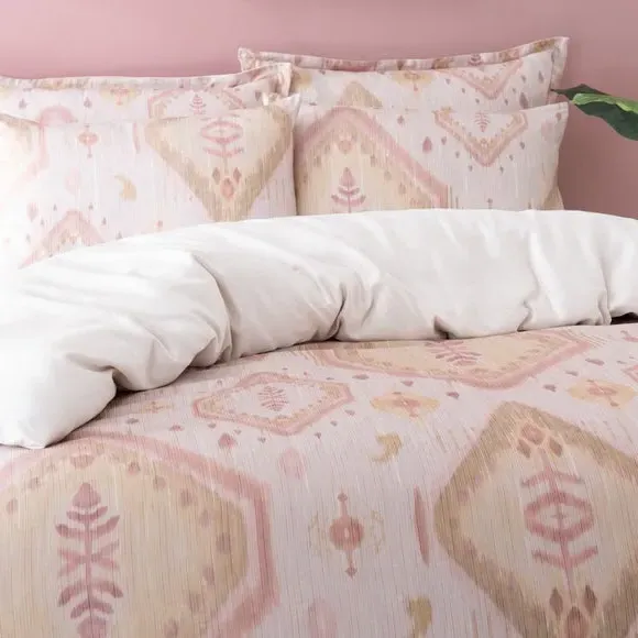 Ikat Duvet Cover & Pillowcase Set - Blush, Cotton