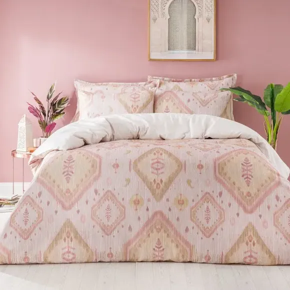 Ikat Duvet Cover & Pillowcase Set - Blush, Cotton