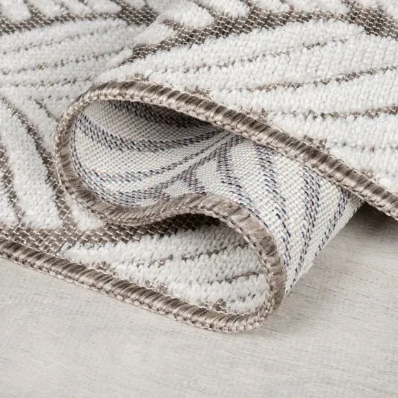 Indoor Outdoor Rug with Leaf Design - Natural