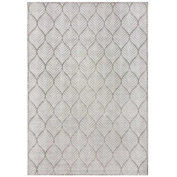 Indoor Outdoor Rug with Leaf Design - Natural