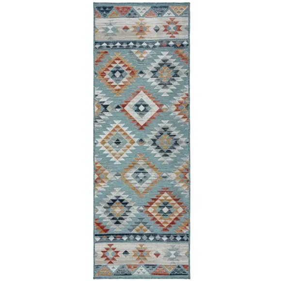 Indoor Outdoor Runner Rug - Blue, Polypropylene
