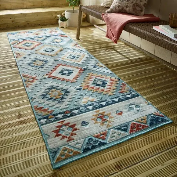 Indoor Outdoor Runner Rug - Blue, Polypropylene image
