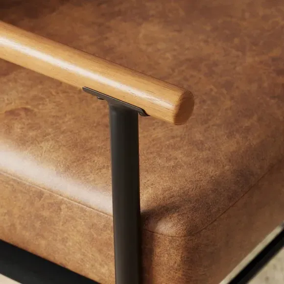 Industrial Accent Chair - Tan, Faux Leather