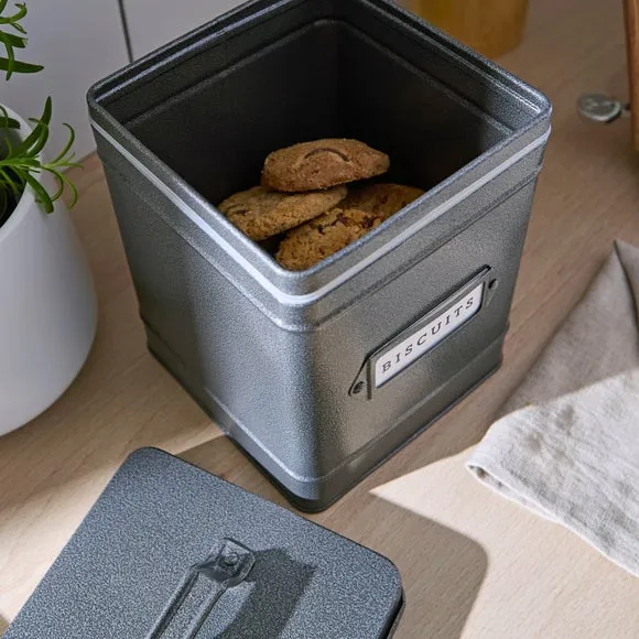 Industrial Biscuit Tin - Grey, Steel