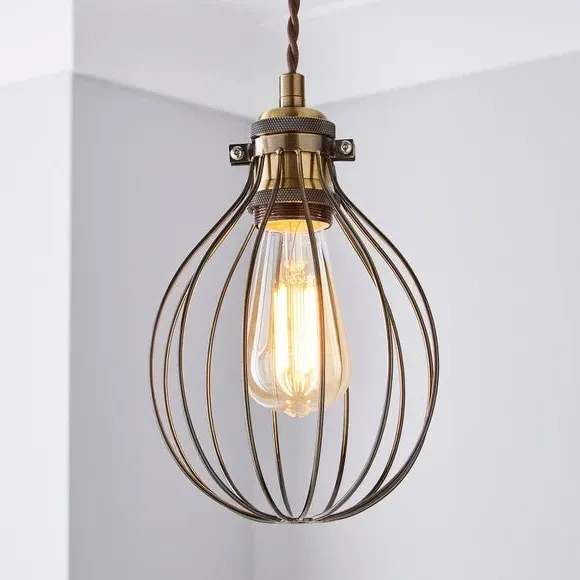 Industrial Bulb Cage - Antique Brass, Metal image