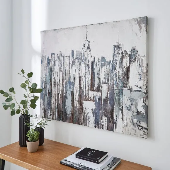 Industrial Cityscape Canvas Print - Grey image