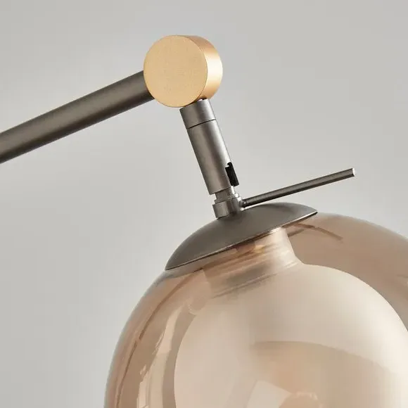 Industrial Floor Lamp with Globe - Smoke, Metal