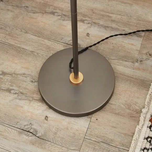 Industrial Floor Lamp with Globe - Smoke, Metal