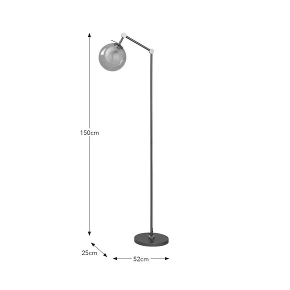 Industrial Floor Lamp with Globe - Smoke, Metal