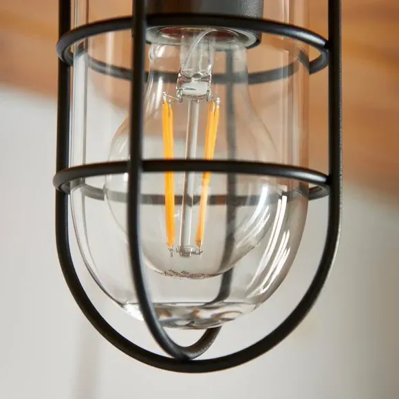 Industrial Flush Ceiling Light - Black