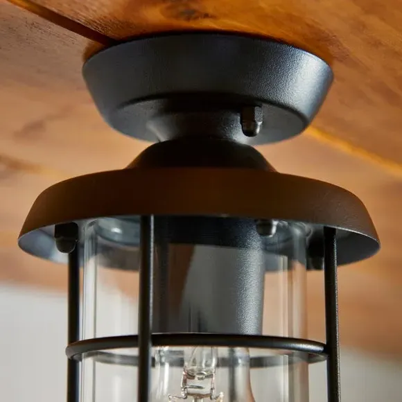 Industrial Flush Ceiling Light - Black