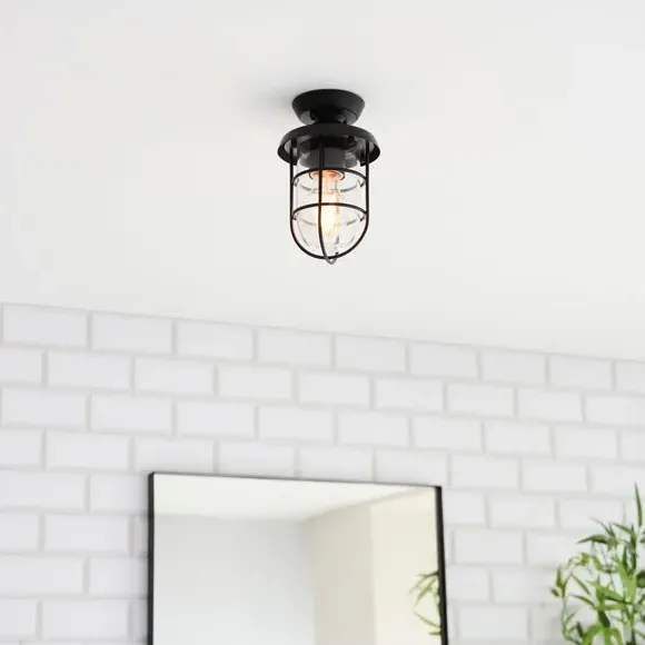Industrial Flush Ceiling Light - Black