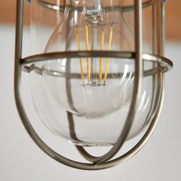 Industrial Flush Ceiling Light - Silver