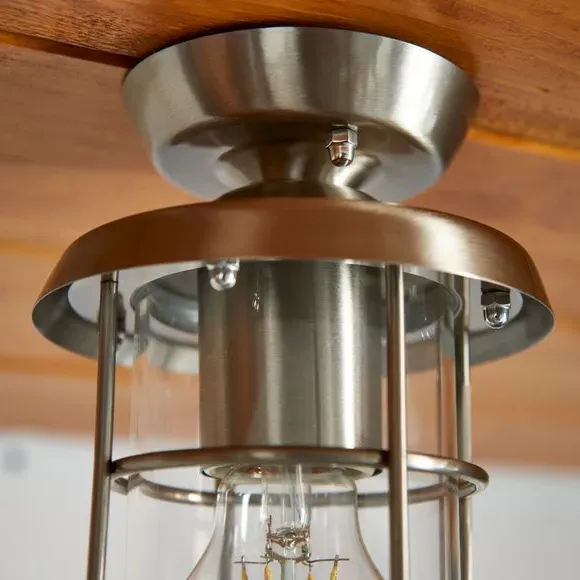 Industrial Flush Ceiling Light - Silver