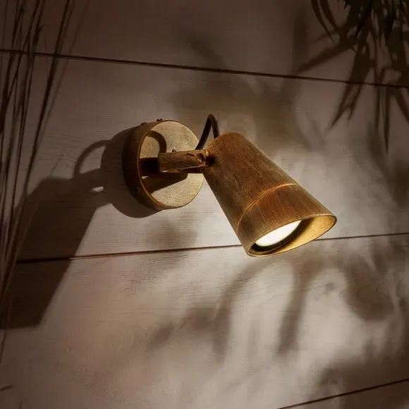 Industrial LED Wall Light - Gold, Brass