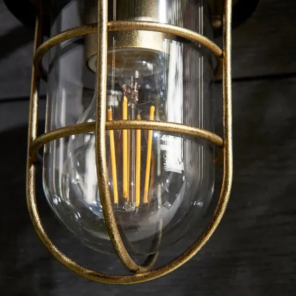 Industrial Outdoor Wall Light - Antique Gold, Metal