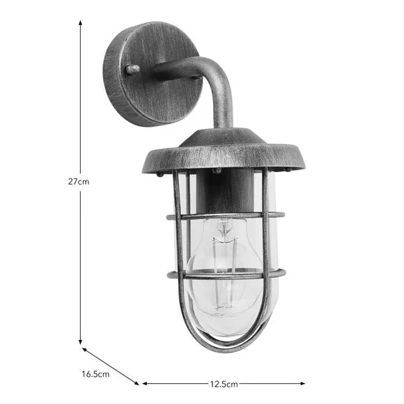Industrial Outdoor Wall Light - Antique Gold, Metal