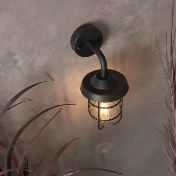 Industrial Outdoor Wall Light - Black, Metal