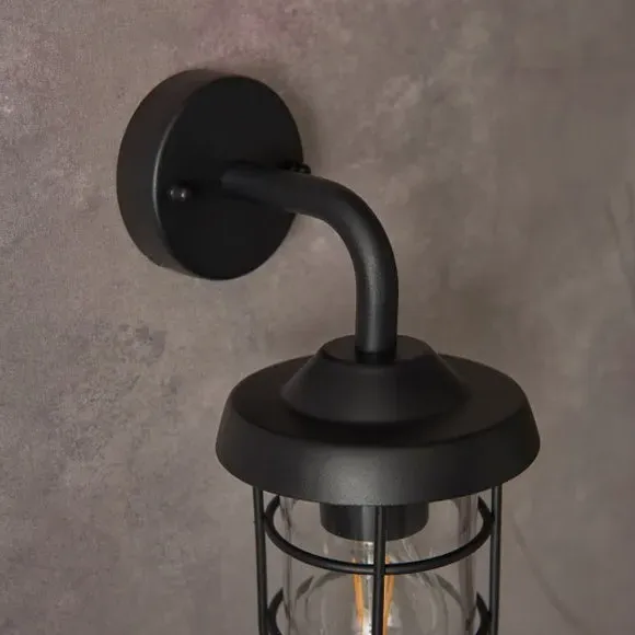 Industrial Outdoor Wall Light - Black, Metal