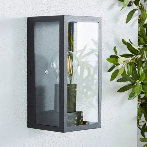 Industrial Outdoor Wall Light - Black, Metal