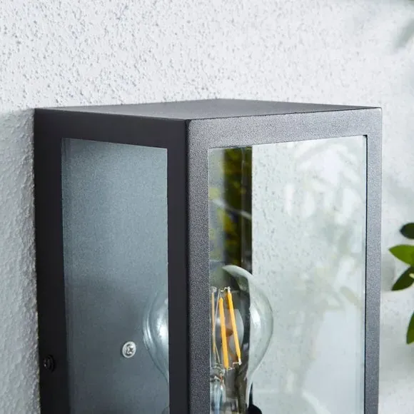 Industrial Outdoor Wall Light - Black, Metal