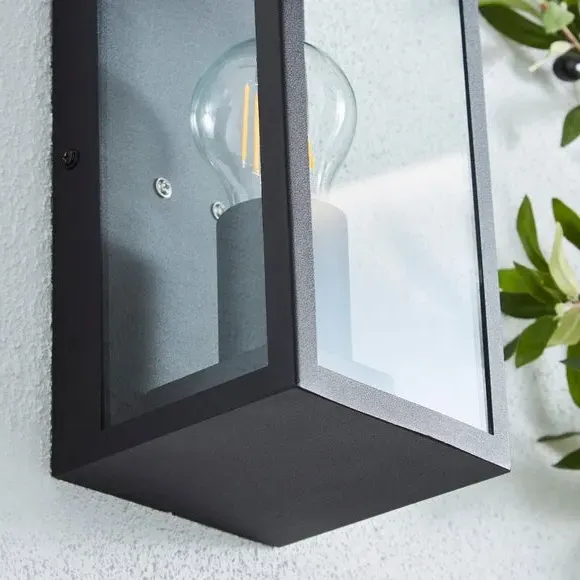 Industrial Outdoor Wall Light - Black, Metal