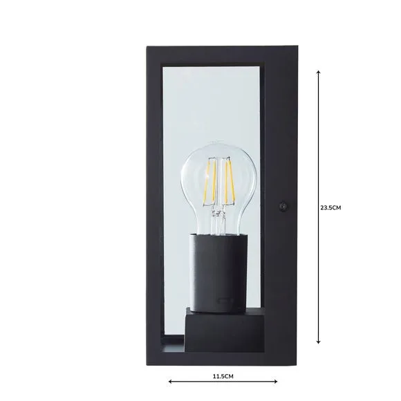 Industrial Outdoor Wall Light - Black, Metal