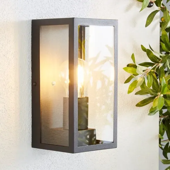 Industrial Outdoor Wall Light - Black, Metal