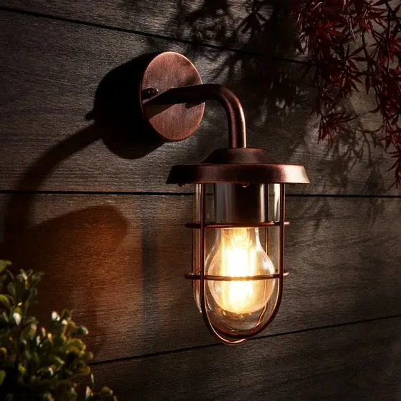 Industrial Outdoor Wall Light - Bronze, Metal