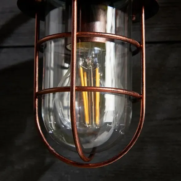 Industrial Outdoor Wall Light - Bronze, Metal