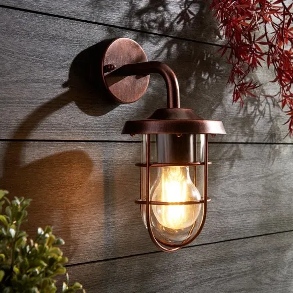 Industrial Outdoor Wall Light - Bronze, Metal