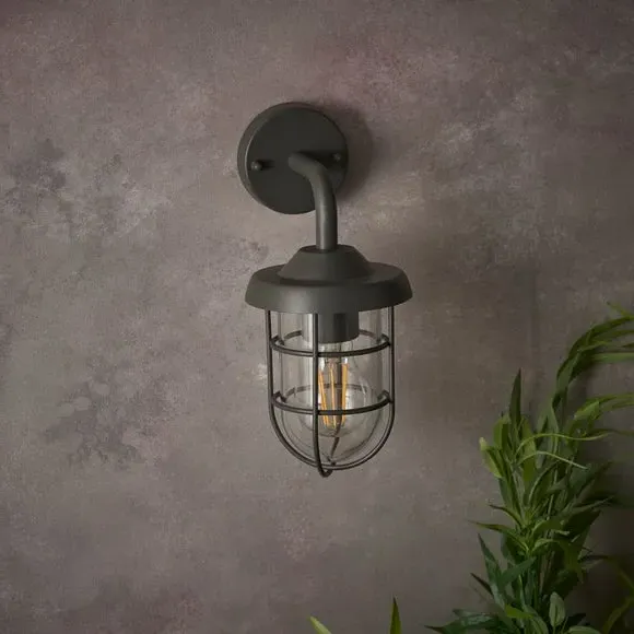 Industrial Outdoor Wall Light - Light Grey, Metal