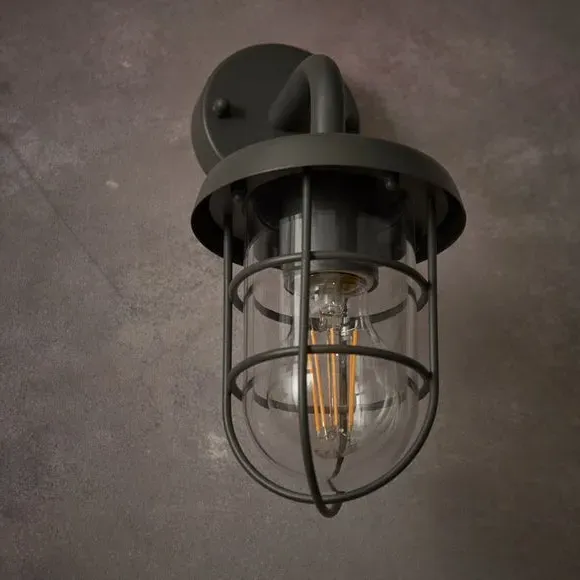 Industrial Outdoor Wall Light - Light Grey, Metal