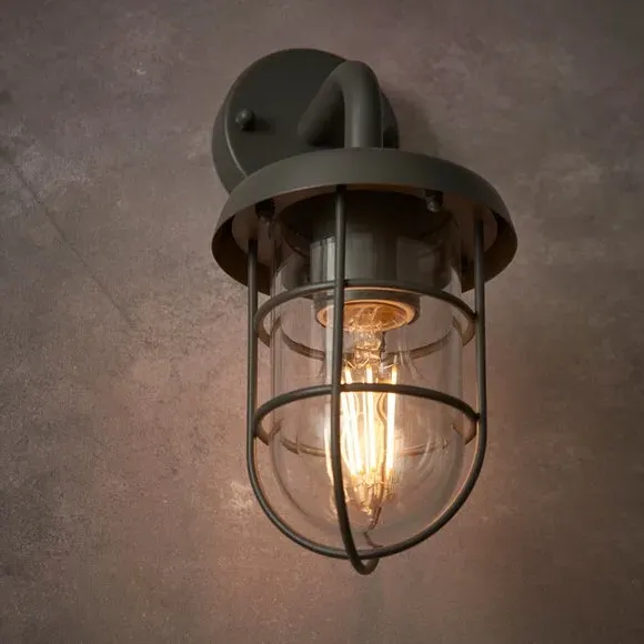 Industrial Outdoor Wall Light - Light Grey, Metal