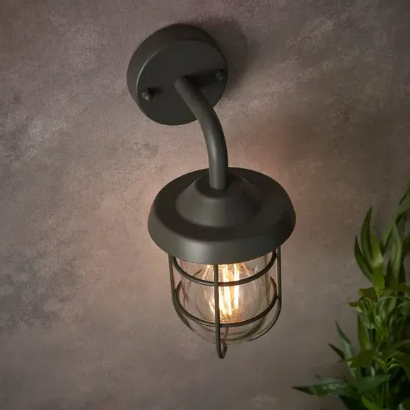 Industrial Outdoor Wall Light - Light Grey, Metal