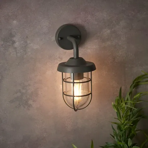 Industrial Outdoor Wall Light - Light Grey, Metal